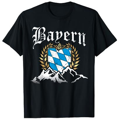 Bayern mit Bergen Wappen Königlich Freistaat Herren Damen T-Shirt