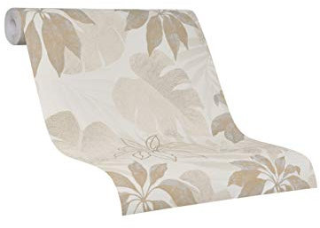 Tapete Beige Natur Floral Blätter Pflanze Blatt Dschungel für Schlafzimmer Wohnzimmer oder Küche Made in Germany 10,05 x 0,53m Avalon 31602