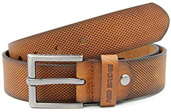 Red Bridge Herren Gürtel Echtleder Ledergürtel Leather Belt Scratched Honeycomb Taba 110