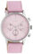 Oozoo Damenuhr Chrono Look mit Lederband 40 MM Silberfarben/Rosa C10595
