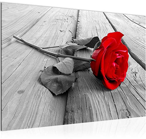 Runa Art Tableau Mural Roses Fleurs Moderne Tableau Decoracion Murale - Bois Rouge Gris Salle 204415a