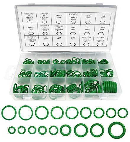 Boatsea 270pcs Gummi O-Ring Sortiment Kits 18 Größen Dichtung Dichtung Unterlegscheibe aus Nitrilkautschuk für Auto KFZ Reparatur Professionelle Sanitär, Luft oder Gasanschlüsse Grün