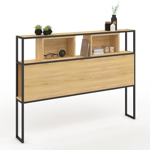 IDMarket - Tête de lit sur Pied Detroit 165 cm Bois et métal Noir Design Industriel