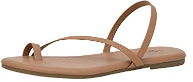 CUSHIONAIRE Catalina Zehenring-Sandale für Damen mit Memory Foam, Natur, 39 EU