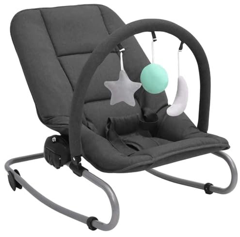vidaXL Babywippe 3-Punkt-Sicherheitsgurt Schaukelbar Arretierbar Baby Schaukel Wippe Wiege Liege Spielbogen Babyschaukel Schaukelwippe Babywiege Anthrazit Stahl