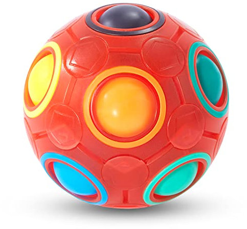Vdealen Regenbogenball Magischer Puzzleball Zappelball Spiel Spaß Stressabbau Geschicklichkeitsspiele Pädagogische Spielzeug Denksport Ball Spielzeug Knobelspiel für Kinder Teens & Erwachsene