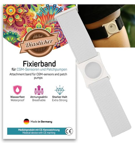 Diasticker® | Freestyle Libre 3 - Fixierband | Flexibel - Wasserfest - Starker Halt | Sensor-Schutz, Fixierung für Freestyle Libre Sensor | Halter: Weiß (Medium: 25-35 cm, Weiß)