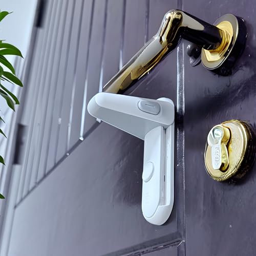 CHEEKY MONKEY® (2 Pack) Premium Childproof Door Lever Lock, Door Lock Without Drilling for Children and& Pets, Home, Kitchen, Bedroom Baby Door Safety Locks