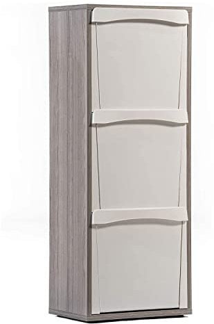 Marvin Mobile In Legno Contenitori Cestino Rifiuti Raccolta Differenziata 3 Vani Scomparti Verticale Interno Salvaspazio (Grigio)