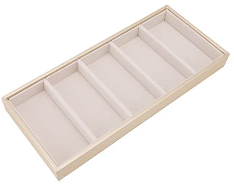 Brillenetui, 5 Gitter, Sonnenbrillen Organizer für Damen, Herren, ohne Abdeckung, Brillen Aufbewahrungsbox, Brillen Vitrine für Tisch, Schreibtisch, Schublade, Zubehör für die Organisation(Beige)