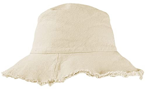 Sombrero de pescador con borde deshilachado, para verano, para playa, sol, para mujeres, hombres, adolescentes y niñas, gorra de pescador de ala ancha (tamaño: 7 1/8), Beige crema, M