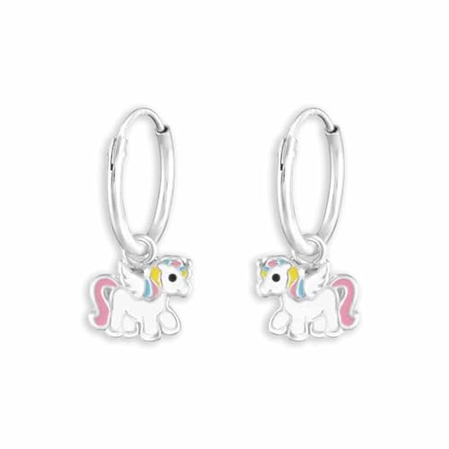 Monkimau Glitzer Einhorn Ohrstecker Ohrringe aus 925 Silber Schmuck Silberohrringe Medizinisch für Kinder Mädchen Damen Frauen