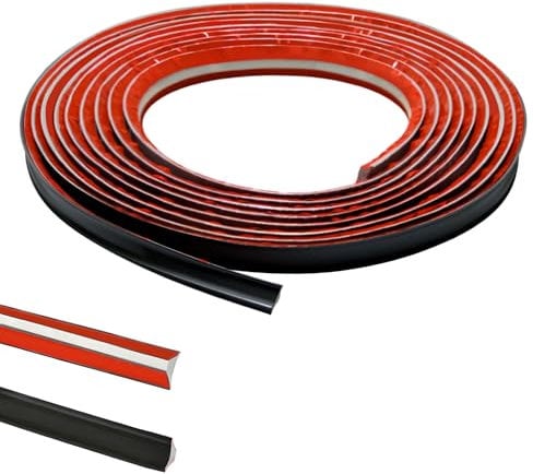 2.5M PVC Joint d'Étanchéité Autocollant Bordure de Finition Plan de Travail Cuisine Angle Mur, Joint Mur Intérieur Profil Finition Bande Finition Calfeutrage Moulure Plinthe,12mmx6mm Noir