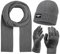 Leandro Lido Epomeo 3-teiliges Winter-Set aus Mütze, Handschuhen und Schal, für Herren. Aus weichem, wärmendem Strickmaterial, optimal für kalte Tage. In Schwarz, Grau und Blau (Grau)