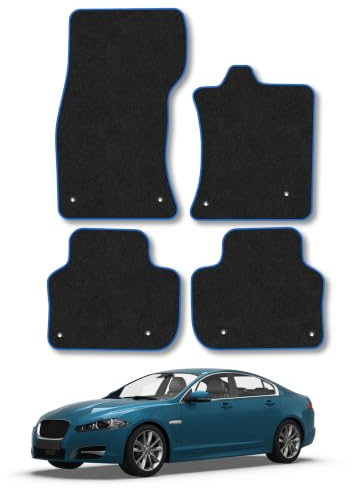 Jaguar XF (2015-2024) Carpet Car Mats | Blue Edge Trim Tailored Fit Floor Mats Full Coverage Protection Accessories Easy Clean Anti Slip Made in the UK