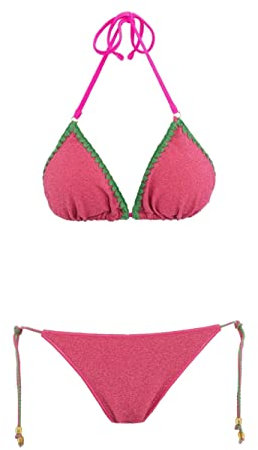 4giveness Bikini Donna FGBW2244 Fucsia Triangolo Slip Regolabile Laccetti Lurex PE23 M