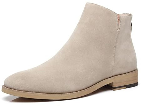 Xingyue Aile Stivali da Uomo in Pelle glassata in Vera Pelle Stivali Desert Stivali Scarpe Britanniche Articoli ad Alto Top Chelsea Trend Stivaletti (Colore : Beige, Dimensione : 38)