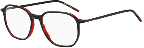 HUGO Achteckig Azetat Brillen in Black Red für Herren, Brille mit Sehstärke, optional mit Sonnenbrillen tönung oder Blaulichtfilter (Modell HG 1272)