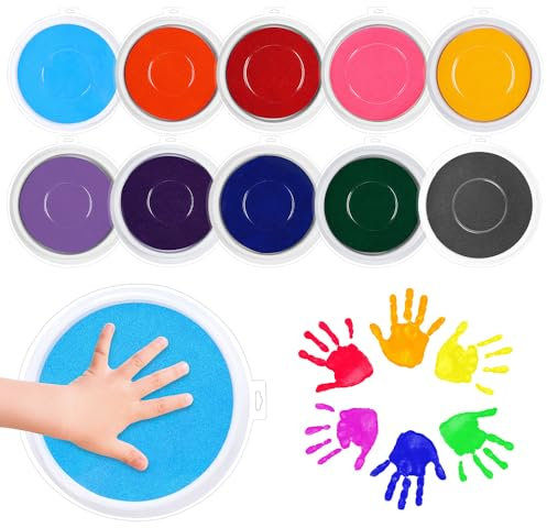 CXRYLZ-FUR 10 grands tampons encreurs, 7 pouces rond multicolores kit pour enfant empreintes digitales peinture, lavables, pour la fabrication de cartes, scrapbooking, accessoires de tampon