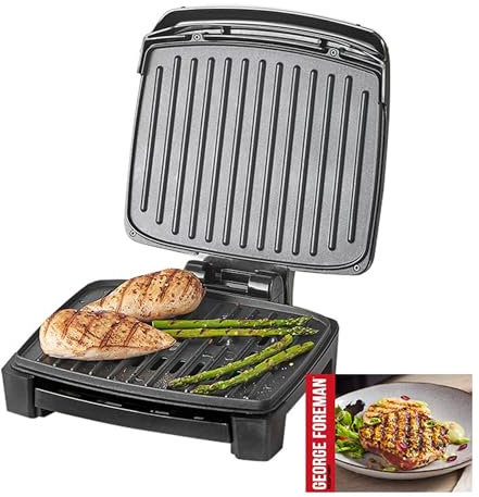George Foreman Immersa Grill - Tischgrill - in 3 Handgriffen zerlegen - spülmaschinengeeignet - spart Zeit & Geld - weniger Fett - Indoor-Grill - Anti-Haft-Beschichtung - Kompaktes Design - medium