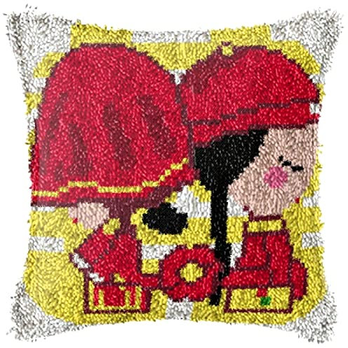 MIDUNU Knüpfkissen-Set „Braut Und Bräutigam“ (43 cm X 43 cm), Knüpfhaken-Sets, Handarbeiten, Stickereien, DIY-Kissen, Häkeln, Teppich, Garn, Kreuzstich-Sets
