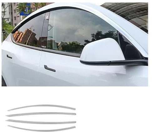 Kompatibel for Tesla Model 3 Y Fensterblenden Vent Air Deflektor Ventshade Ventvisor Seitenfenster Deflektor Regenschutz Regen Sonnenschutz 4 Stück (Color : Chrome MY)