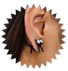 Yheakne Vintage Schwarz Katze Ohr Jacke Ohrringe Acryl Katze Ohrstecker Ohrringe Cartoon Tier Jacke Gothic Schmuck Für Frauen Und Mädchen