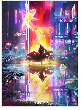 Displate Cyberpunk Metal Poster Magnetische Befestigung Offiziell Lizenziert Bilder Cyberpunk Reflection Poster 32x45cm