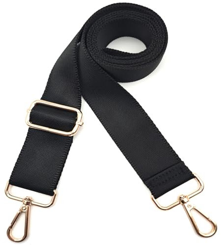 Xundefeng 5cm Schwarz Breiter Taschengurt Verstellbarer Schultergurt für Taschen Taschengurte zum Wechseln Schulterriemen - Gold Clip