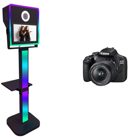 WideMeet Tragbarer Kamera-Spiegel, Fotokabine, für Selfie-Fotoautomaten mit 15,6-Zoll-Touchscreen, DSLR-Kabine, mit Flugtasche für Hochzeitsfeiern, Events (schwarze Maschine, Fotokabinen-Maschine +