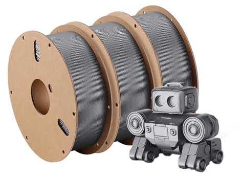 MJINA 3D-Drucker-Filament 3 Rollen Hochgeschwindigkeits-PLA-Filament 1,75 mm Kunststoff for 3D-Drucker Gummi-Verbrauchsmaterialien(Gray 3kg)