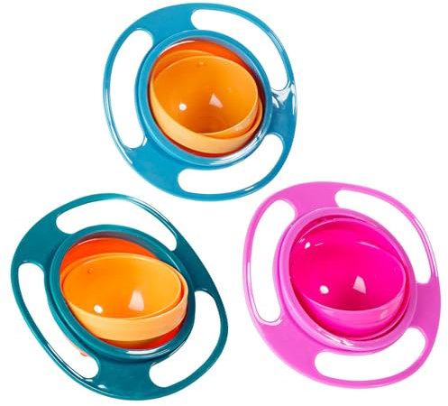 Cuenco universal para giroscopio, cuenco giratorio de 3 colores, giratorio de 360 grados, para evitar derrames de alimentos, cuenco antiderrames para niños pequeños, cuenco universal antiderrames (3