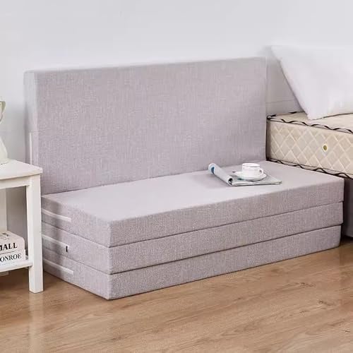 Faltbare Isomatte, Gästematratze, Schlafsofa, Camping-Matten mit abnehmbarem Bezug für Reisewohnwagen, Druckentlastung und stützend, platzsparend, Bett in einer Box (200 x 100 x 10 cm, Grau)