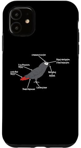 iPhone 11 Funny African Grey Parrot Anatomy Graphic Women Men Graphic Case