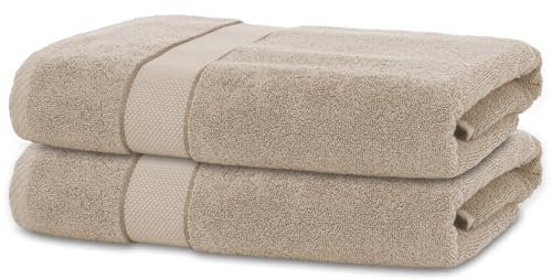 BANANALU 2 Badetücher 70x140 cm 100% Baumwolle Badetuch Duschtuch Taupe