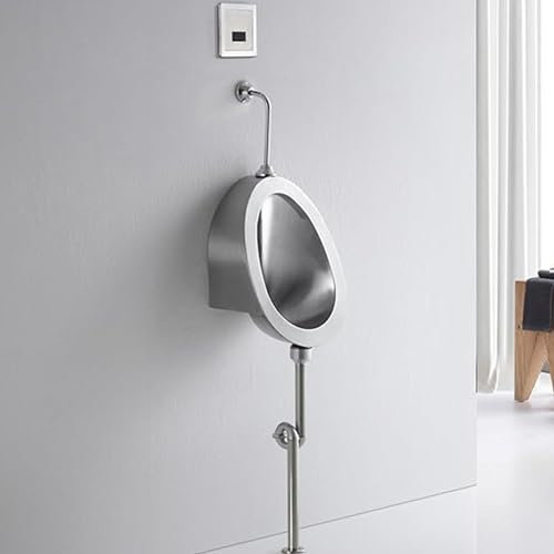 HENGCMM Urinal aus Edelstahl 304, Spülurinal für Herren, Urinal-Badezimmertoilette für Erwachsene im Haushalt/gewerblichen Bereich mit automatischem Spülsystem für den Einsatz,GroudDrainage