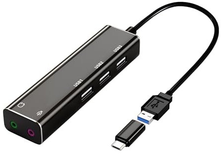 Kinetxiaxia Hub di scheda audio esterno USB 2.1 per computer portatili e PC, adattatore audio stereo USB con spina, compatibile con Windows, Mac, Plug and Play (ferroso)