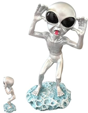 Außerirdische Statue für den Außenbereich, Außerirdische Figur, , Alien-Harz-Skulptur, einzigartige kreative Schreibtischdekoration aus Kunstharz für drinnen, Terrasse, Außenbereich