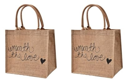 2 Stücke Jute Tasche Damen Shopper groß | Geschenktüte | Personalisiertes Geschenk Erzieher mit Herz | Abschiedsgeschenk Erzieherin Kindergarten, Geschenk Erzieherin Kita Abschied | Jute Taschen