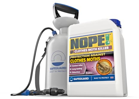 NOPE! Moth Killer Spray - Fast acting, Odourless, Long-lasting Moth Repellent for Clothes, Home, Wardrobe, Room & Carpets. (5 Litres & Sprayer)