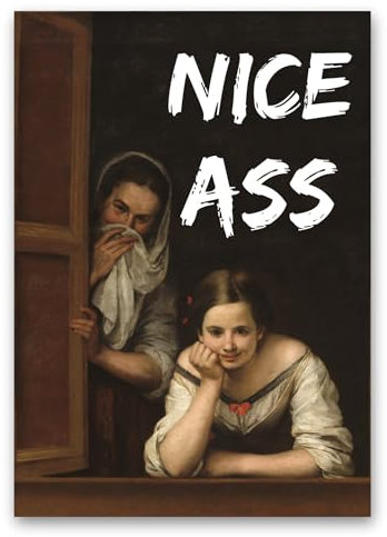 FavouriteArtWorks Witziger Poster Druck - Hochwertiger Kunstdruck - DIN A4 (21 x 29,7 cm) - Lustiges Badezimmer Poster - Moderne Bilder für Bad und Gäste WC - ohne Rahmen (Nice ass)