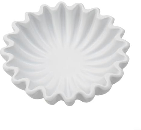 Besttoolifes Decorative bowl home decor, grooved ruffles decorative bowl home decor Can hold small items like keys, jewelry or potpourri.(white S)