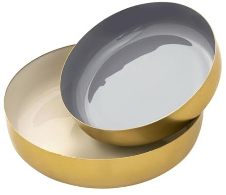 Amago home Dekoschale Gold Knabberschale Deko Schalen Silber Apfel Stern Ginkgo Blatt Farbe Schale rund 2er Set Creme-grau