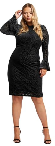 Yours London Curve Velour Leopard Shift Dress - Women's - Plus Size Curve