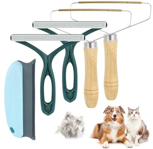 Rasoir Anti Bouloche Manuel Set de 5 Brosse Anti Poils Animaux Nettoyeur de Peluche pour enlever Les Peluches et Les Poils d'animaux des vêtements,canapés et Tapis