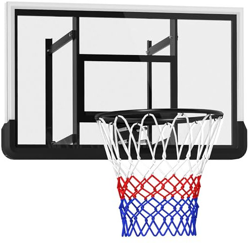 SPORTNOW Basketballkorb mit Rückwand, Indoor & Outdoor, Basketballbrett mit Ø45 cm Stahlkorb und Netz, Wandmontage, Basketball Board für Kinder Jugendliche Erwachsene, Schwarz
