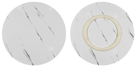 Lazy Susan Drehteller aus weißem Marmor, für Esstisch, Ø 60 cm, drehbares Tablett mit leisen Kugellagern, Servierplatte aus Holz, drehbares Tablett