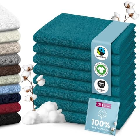 B!HOME 4er Set Premium Handtücher [100% Baumwolle] 50x100 cm, Petrol/grün/Handtücher Weich, Saugstark & Pflegeleicht/Handtuch Perfekt für Bad, Gym & Reisen