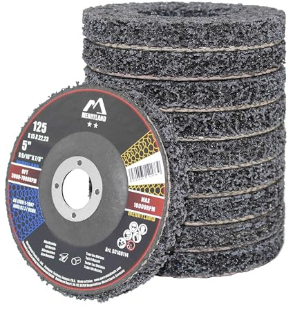 Merryland 10 Pcs Disque de Décapage 125 mm Noir Disques de Nettoyage | 125mm Meuleuse À Rectifier, Peinture Rouille, Disque CSD Disque à Décaper, Métal INOX Acier Fer, Craft-Line SC108114-10