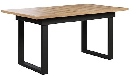 trendteam smart living - Universal - Esstisch - Schwarz/Evoke Eiche - ausziehbarer Esszimmertisch mit Metallfüßen - (BxHxT) 160-200 x 76 x 80 cm - Tisch geeignet für Küche, ESS- oder Wohnzimmer